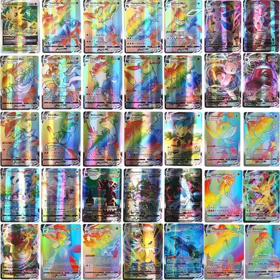 20 Peças Pokemon Rainbow TCG Ultra Raro Vmax Cartas Raras Deck Flash Cards , Presente Para Jogos De Festa Infantil