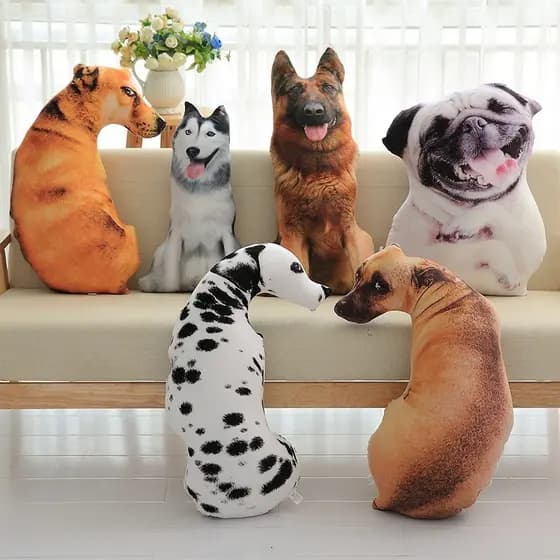 50cm Criativo Cão Jogar Travesseiro 3d Simulação Husky Almofada Erha Olhando Para Trás Cão De Pelúcia Brinquedo Cabeça Do Cão Boneca