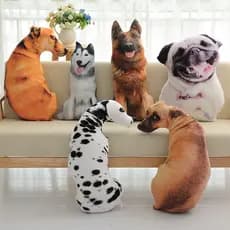 50cm Criativo Cão Jogar Travesseiro 3d Simulação Husky Almofada Erha Olhando Para Trás Cão De Pelúcia Brinquedo Cabeça Do Cão Boneca