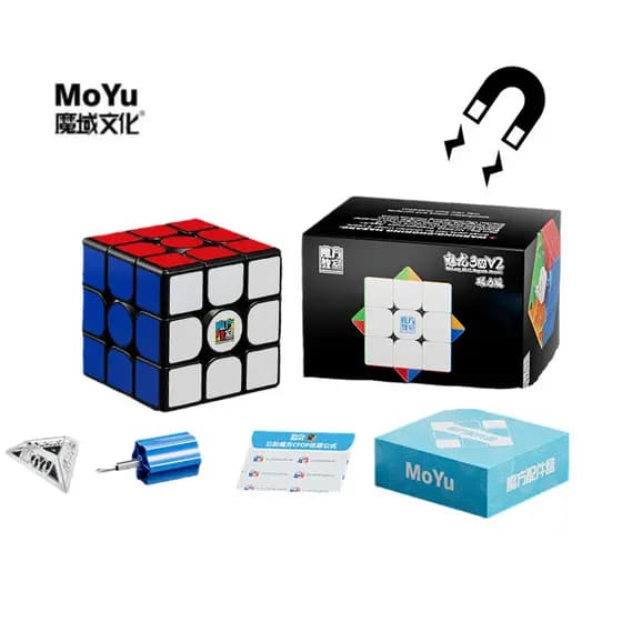 Moyu Meilong 3M V2 Adesivo Magnético Preto 3x3 Speed Cube , 2024 3 Por 3 Budget Puzzle Toy