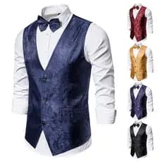 Colete Jacquard Masculino Para Recepção , Sem Mangas
