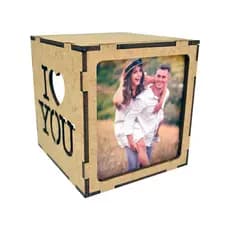 Luminária com Porta Retrato  I Love MDF Com Bateria Grátis