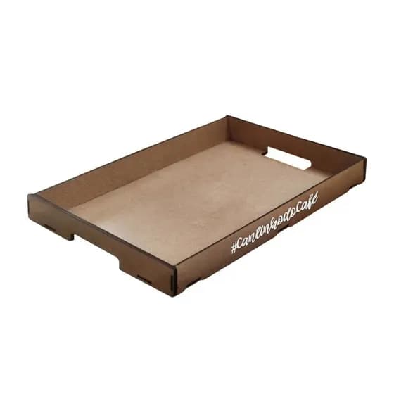 Bandeja MDF Cru 39,5x29,5 Cantinho Café Alças Vazadas Retangular