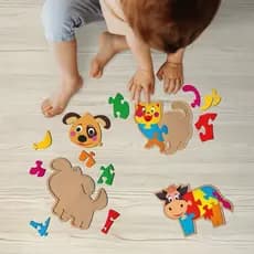 Kit 3 Quebra-Cabeças Animais em MDF - Educativo e Divertido para Crianças 3-6 Anos, Estimula Criativ