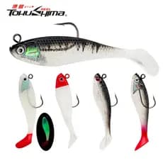 8cm/9g Conjunto De Iscas De Pesca Soft Fishing Lures Natação Jig Heads T Tail Swimbait Pré-Rigged Swimbaits Com Anzóis Pesados Crankbait Shad Para Robalo
