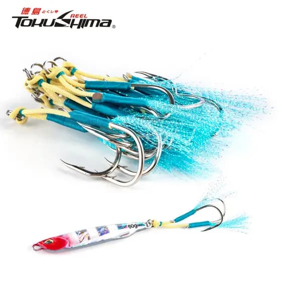 1Pc Gabarito Isca Auxiliar Gancho Água Do Mar Lento Jigging Duplo Farpado De Pesca De Aço De Alto Carbono Para Marítima