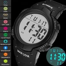 Synoke Fashion Relógios De Pulso Digitais Multifuncionais Led À Prova D'água Para Homens Do Esporte Militar Relógio Digital De 12/24 Horas