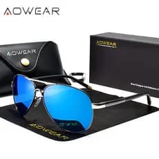 AOWEAR Designer de Marca Óculos de sol Polarizados Homens Revestimento de Aviação Espelho Para Homem Mulheres oculos gafas lentes
