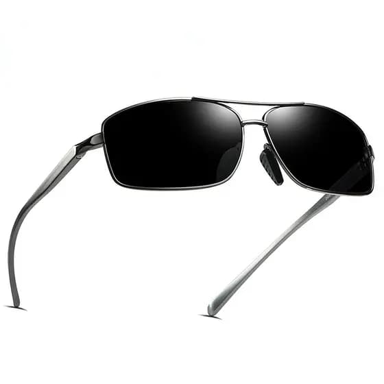 AORON Clássico Retro Homens Óculos De Sol Polarizados Rectângulo Armação De Alumínio UV400