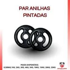 Par de Anilha Pintada em Ferro Fundido Preto Resistente 1kg a 5kg- Treino em casa Academia Fitness