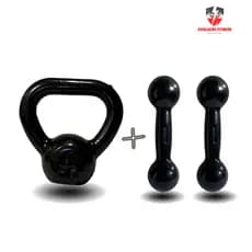 Kit Academia Completo Halter 1kg A 3kg Par + Kettlebell 4kg Treino em Casa
