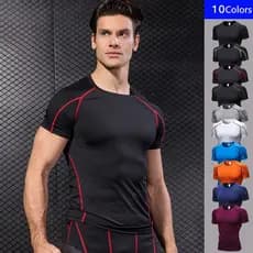Camisas De Compressão Masculinas Fitness Apertado Moda Camisetas Respirável Camisa De Treino Legal Sob Baselayer Esporte