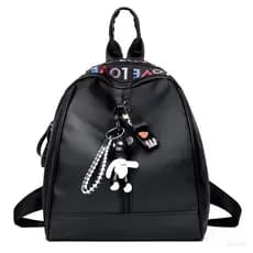 Crazy Bag Mochila Bolsa Feminina Pequena Casual Escola Com Chaveiro Preta