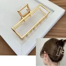 Prendedor Piranha em Metal Dourado Modelo Retangular