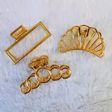 Kit Conjunto 3 Prendedor Piranha De Cabelo Em Metal Tamanho Medio