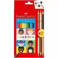 Lápis De Cor 12 Cores + 3 Caras&Cores Faber Castell - 1 Estojo Com 15 Lápis