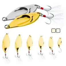 De Metal Giratório Colher Pesca Isca Baixo Prata/Ouro Pena Gancho Equipamento De