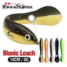 10cm/6g Isca Plástica Biônica Loach Soft Plastic 3D Simulação De Olhos Pão Lento Afundamento Bônico 5 Cores De Pesca Água Salgada Natação Doce