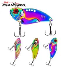 1PCS 5g 7g 10g 15g 20g Iscas De Pesca Metal Colorful VIB Colher De Duras Com Anzóis Duplos De Afundamento De Duros
