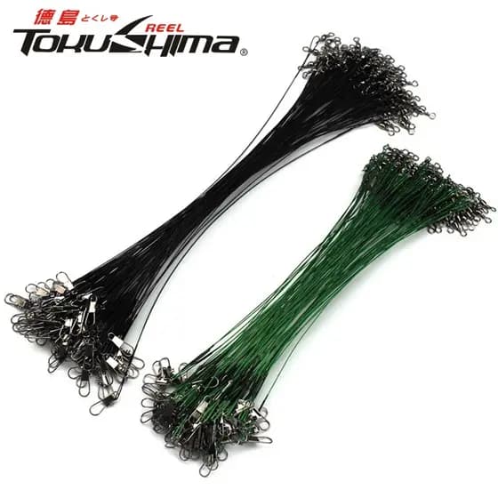 20Pcs Líderes De Pesca Linha De Aço Inoxidável Fio Rigging Com Swivels Snap Para Iscas Ou Anzóis