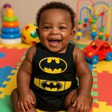 Romper Bebê Menino Batman Roupa Mesversário Super Heroi Fantasia Infantil Jardineira Bori Incrivel