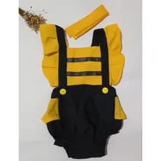 Jardineira Romper Bebê Infantil Menina Abelha Abelhinha Infantil Mesversario Aniversário