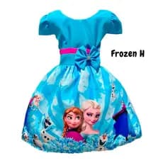 Vestido Temáticos Aniversário Festas Infantil Bebê Menina Frozen Mesversário Neve Elza