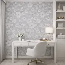 Papel De Parede  Floral 114 Fundo CINZA Para Sala Quartos Impermeável Autocolante 50Cm de larg.