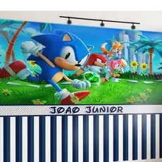 Sonic Papel de Parede Listrado + Nome Personalizado