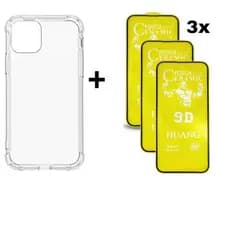 Capa Space + 3X Película Cerâmica Fosca iPhone X XS 11 12 13 14 15 16 Pro Max - NF