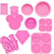 Molde silicone resina epoxi chaveiro bola circulo diamante sereia minnie redondo love brinco pingente dente coraçao