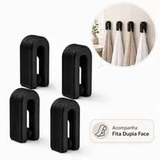 Kit 4 Suportes de Toalha para Banheiro Fixação Simples Organizador Compacto Toalha Banho Rosto Suporte Parede Banheiro