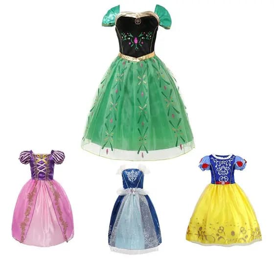2-10 Anos Cinderela Rapunzel Aurora Princesa Vestido Cosplay Anna Elsa Fantasia de Natal