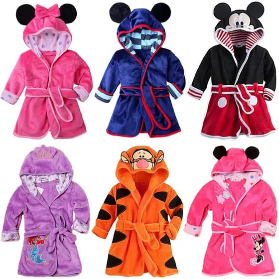 Roupão De Banho Infantil Bonito Mickey Minnie Sereia Princesa Casaco Primavera Outono Com Capuz