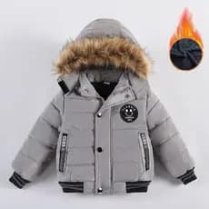 Nova jaqueta outono inverno meninos Gola de pele quente moda com capuz zíper agasalhos presente de aniversário