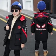 Spiderman Casaco de Inverno de Outono para Rapazes Manter a Moda Quente com Capuz 3-12 Anos Roupa Infantil