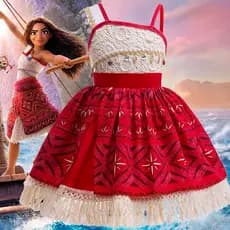 2-8 Anos Cosplay Moana Meninas Vestido De Princesa Verão Bonito Dos Desenhos Animados Festa De Aniversário