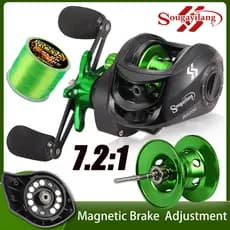 carretilha de pesca Sougayilang 7.2 : 1 De Alta Velocidade De Isca Metálica Roda Max Drag 10kg