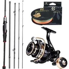 Carretel De Pesca Sougayilang E Conjunto De Vara Giratória 1.8m 2.1M Carretéis Giratórios Com Linha Kit Completo