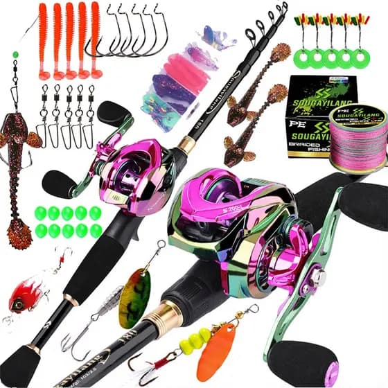 Conjunto De Vara De Pesca Sougayilang E Carretel 1.8M-2.4M Telescópica 12 + 1BB Viagem Resistência Máxima 10kg
