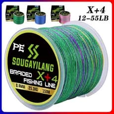 Sougayilang 150m Multifilamento 4 Fios/ 8 Fios Super Forte 12-100lb Pe Linha De Pesca Entrançada De Fibra