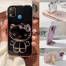 Caixa Capinha INFINIX Hot 10 Play 10S 11S NFC 11 10T Cute Anime Cartoon Vanity Mirror Caixas Telefone Chapa Metálica TK