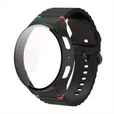 Pulseira De Relógio De Silicone E Capa Protetora Para Samsung Galaxy Watch 7 FE 6 5 4 (44 Mm/40) Design De Ponto Ondulad