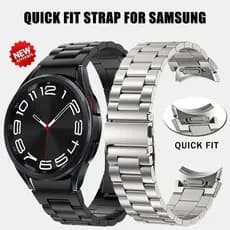Pulseira De Relógio De Ajuste Rápido De Metal Sem Lacuna Para Samsung Galaxy Watch 7 FE 4 5 6 40mm 44mm 6 Classic 43mm 4