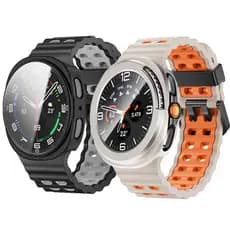 Pulseira De Relógio + Capa Protetora De PC Para Samsung Galaxy Watch 8 Classic 44mm 40mm 46mm Com De Vidro Temperado Esp
