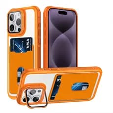 Invólucro Claro Para Apple iPhone 15 Pro Max Caso 16 Plus Capa À Prova De Choque Titular Do Cartão Slots Carteira Lente