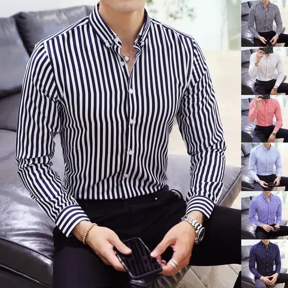 Wy Ting Algodão Oxford Camisas Dos Homens Listrado De Alta Qualidade Business Casual Vestido Macio Camisas Sociais Regular Fit Camisa Masculina Grande