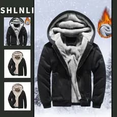 Jaqueta Masculina De Lã Com Capuz Outono Inverno Cor Americana Bloqueada Casual Esportes Casaco Quente