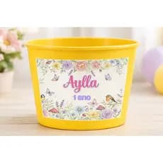 Adesivo Balde de Pipoca Personalizado Jardim | Fazemos Qualquer Tema | Lembrancinha Pipoca Nome e Idade