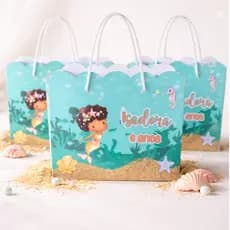Sacola Surpresa Sereia Luxo Personalizada | Lembrancinha Festa Infantil | Sacolinha Com Nome e Idade